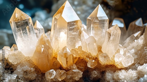 Stunning Citrine Quartz Crystals: A Close-Up View of Nature's Beauty photo