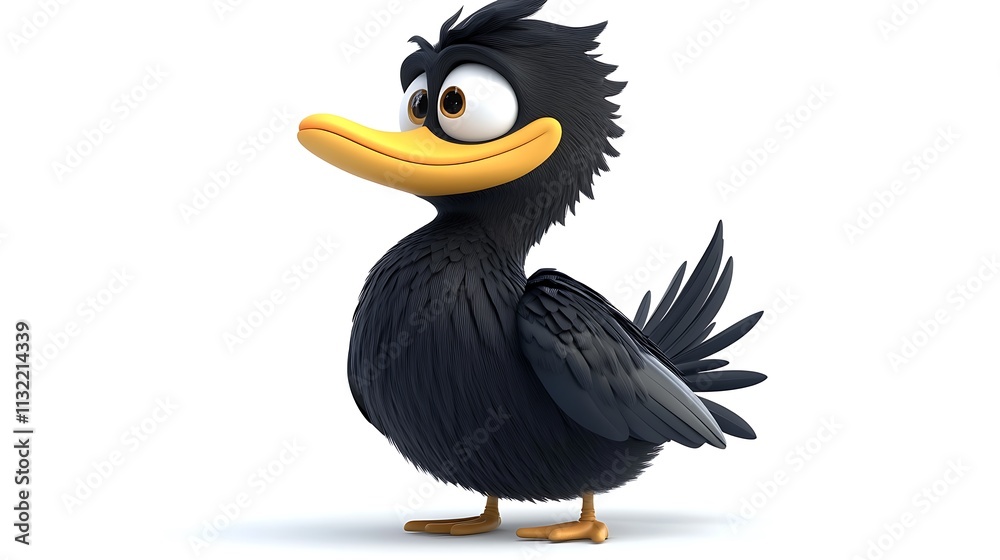 Fototapeta premium Cute 3d animation cartoon characer of cormorant