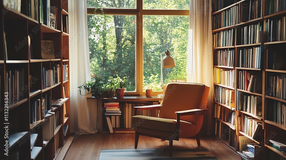 Fototapeta premium library room with books