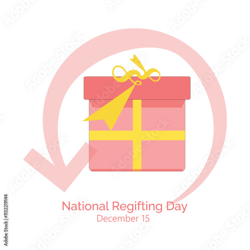 National Regifting Day is celebrated on the third Thursday of December of every year. Gift box and arrow sign design vector, illustration. December 15.