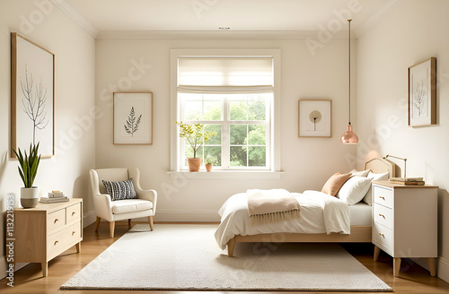 living room interior in light beige tones