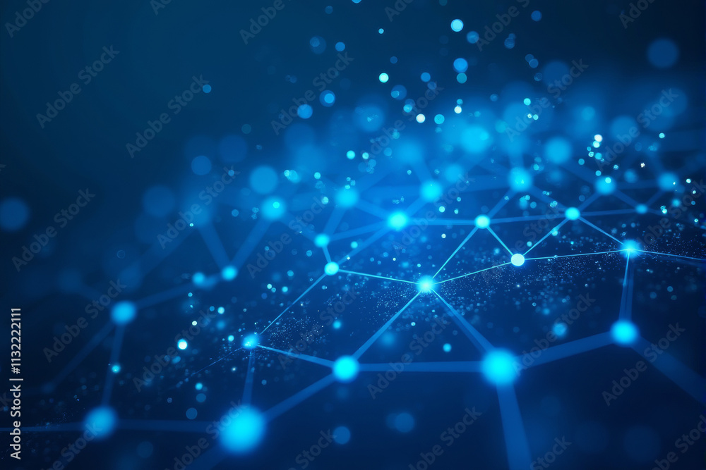 Fototapeta premium A molecular neural visualization science background with flowing connections, glowing data patterns, and sleek, modern aesthetics..