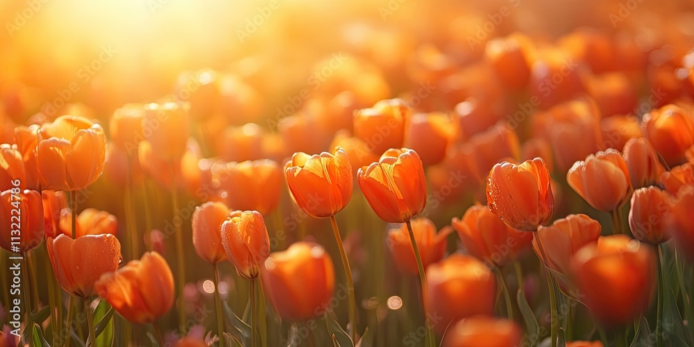 Obraz premium Vibrant field showcasing an array of orange color flowers, creating a stunning visual of orange color flowers blooming beautifully in nature s serene landscape.