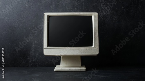Retro Computer Monitor on Black Background with Copy Space