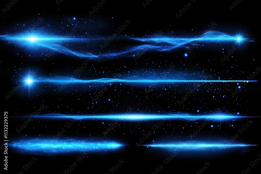 Obraz premium Blue Light Effects with Dark Space Background for Creative Designs