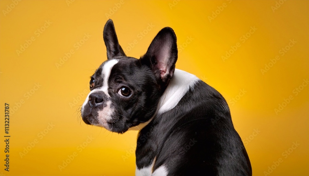 French bulldog sleeping on the yellow background French bulldog sleeping on the yellow background