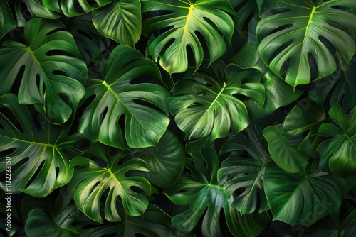 monstera leaves summer minimal background