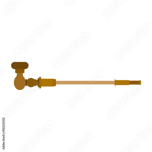 opium pipe flat design vector illustration. A pipe designed for the evaporation and inhalation of opium. antique opium pipes, smoking tools