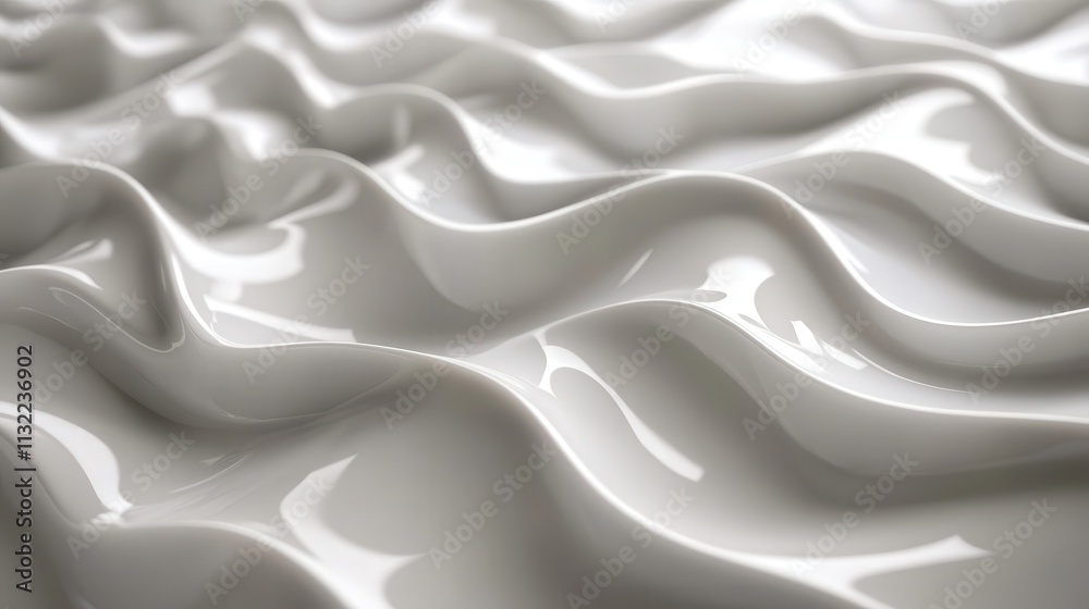 Fototapeta premium Design a 3D seamless pattern featuring white waves that flow continuously across the scene.