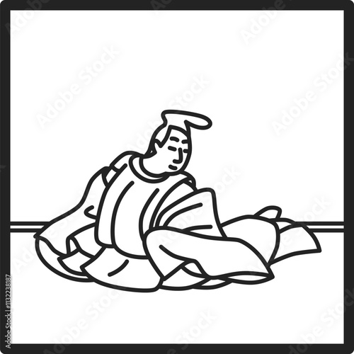 線画正方形シンプル百人一首　平兼盛