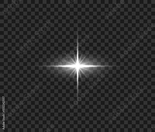 Flare light effects. Glowing star set. Vector optical lens flare light effect