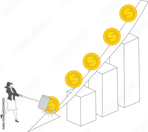 Mitigating shock or damage, stopping further loss or deterioration, enforcing rescue measures, monetary policy to solve economic and monetary problems, merchants with hammers nailing nails in falling 