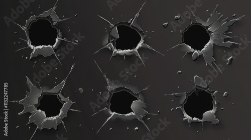Bullet Holes and Slashes. Collection of bullet holes and slashes. Vector version all very easy to drop on any color background.