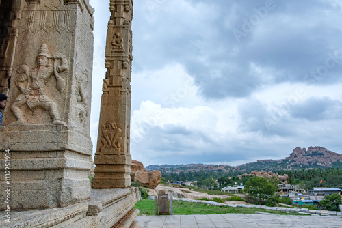 The Kadlekalu Ganesha Temple at Hampi India. Situated on the slope of the Hemakuta it is a monolithic statue and one of the most popular tourist sites in Hampi. photo