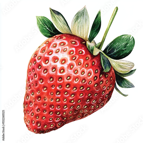 Strawberry fruit watercolor clipart illustration