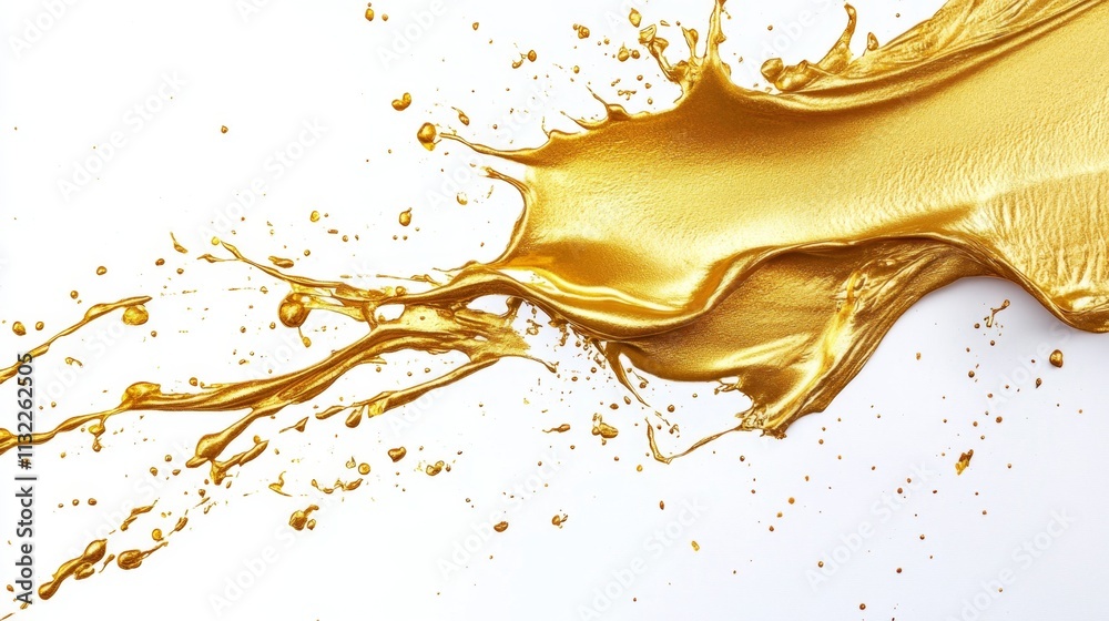 Fototapeta premium Dynamic golden paint splash studio art creation abstract close-up creativity and movement unleashed