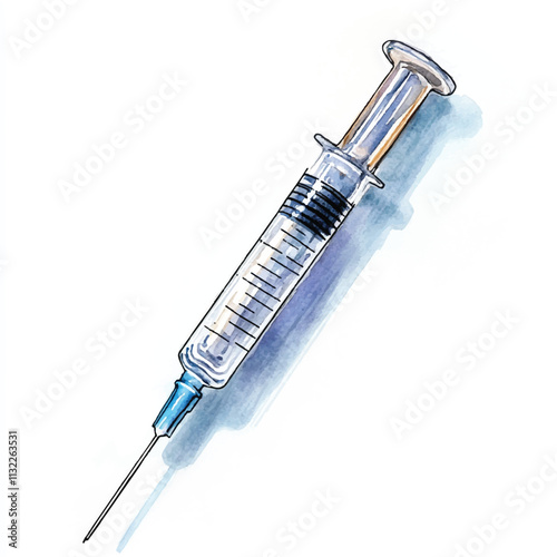 Syringe watercolor clipart illustration