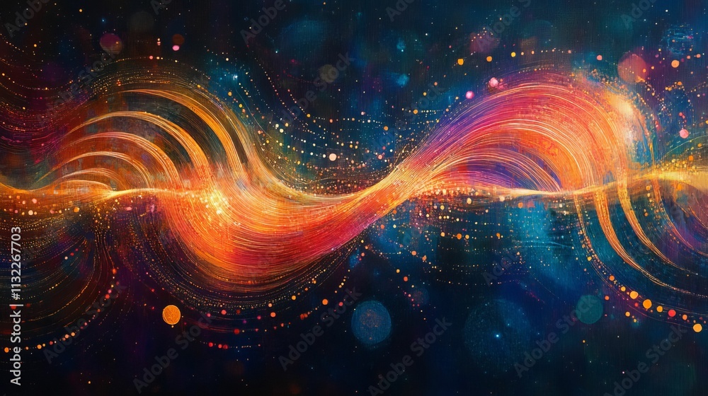 Fototapeta premium Abstract swirling lights, cosmic dust, vibrant colors.