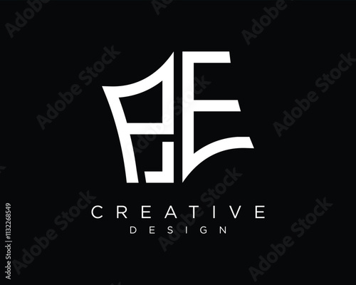 letter pe logo design vector art