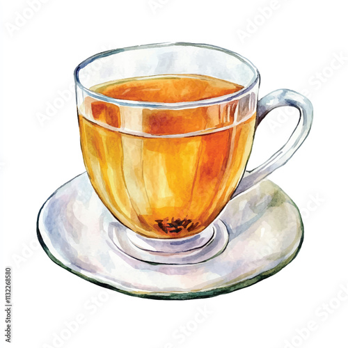 Tea watercolor clipart illustration 
