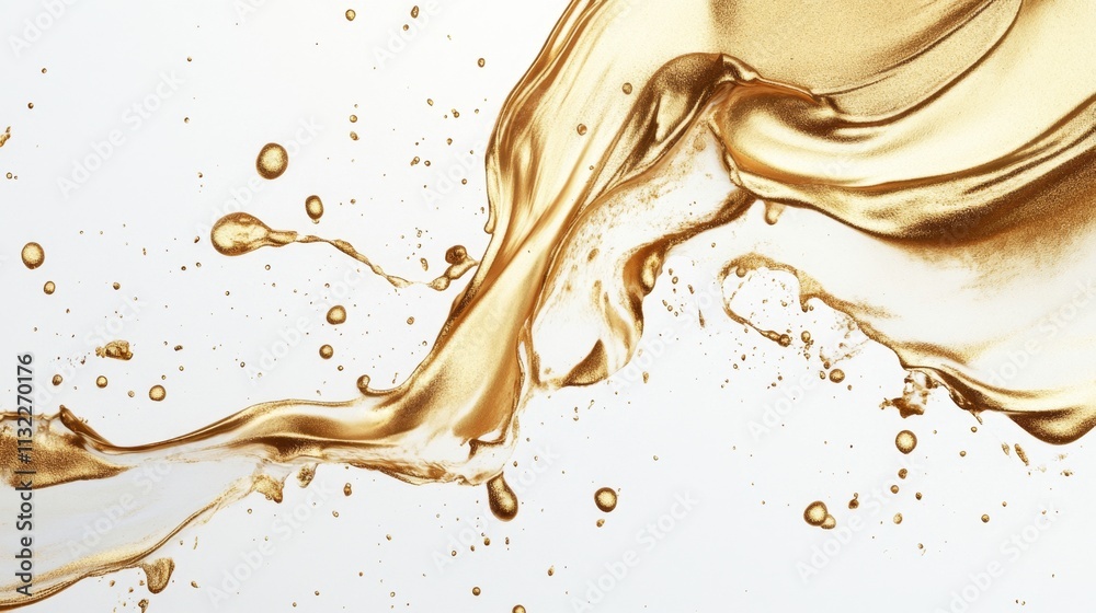 Fototapeta premium Dynamic gold liquid splash studio setting abstract art high contrast close-up visual elegance