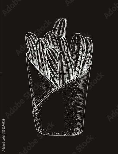 Churros mexican street food in a paper package