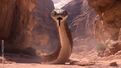 Gigantic Serpent in Desert Canyon: A Digital Masterpiece photo