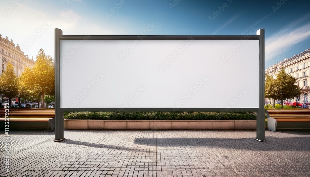 Fototapeta premium Vertical blank white billboard. Generated image