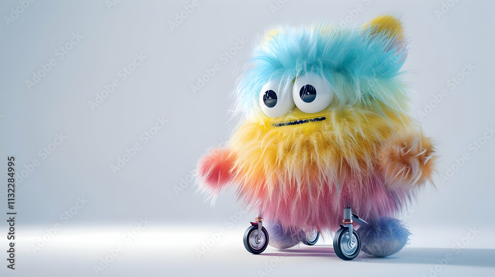 Fototapeta premium Rainbow Furry Monster 3D Render