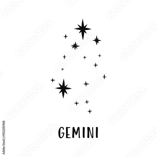 Constellation horoscope. Gemini astronomical star constellation. Constellation minimalistic vector illustration