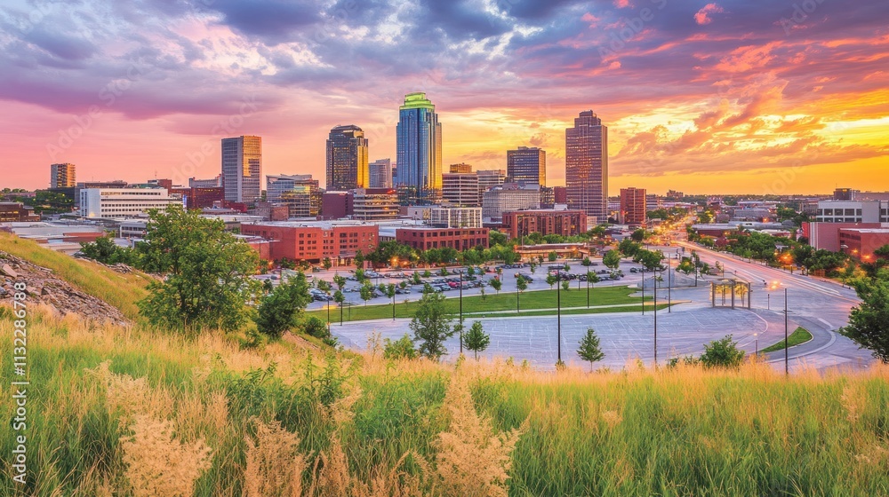 Fototapeta premium Kansas City Skyline Sunset Cityscape View