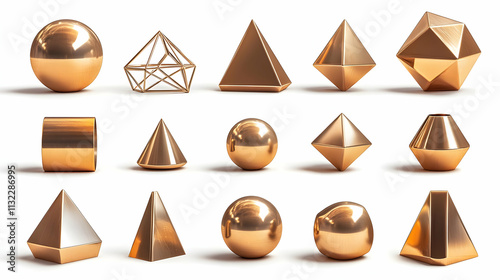 Golden Geometric 3D Render