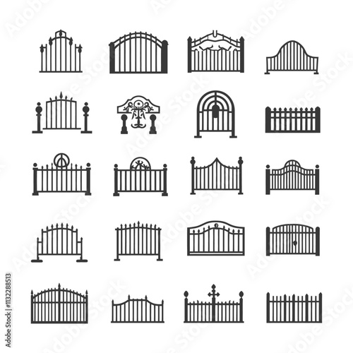 A Collection Of 18 Different Gate Designs In Black And White