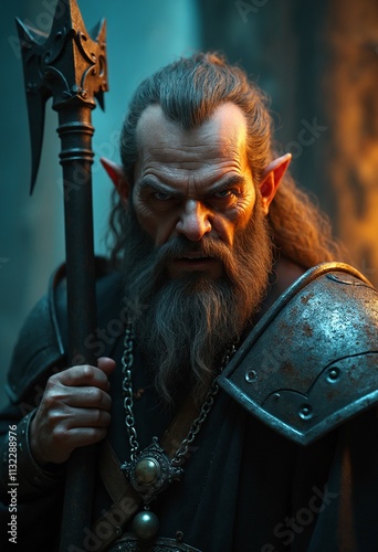 Mystical portrait of a dwarf cleric
