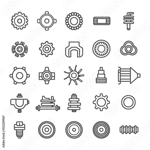 A Collection Of 25 Automotive Part Line Icons photo