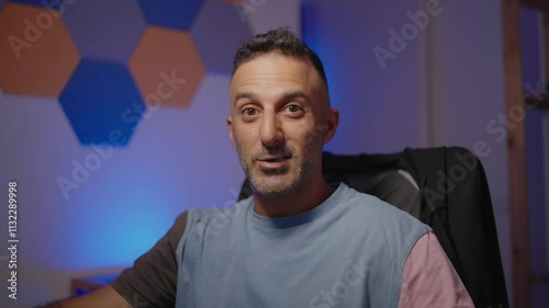 Fast Forward footage of a Network blogger confidently presenting strategies for efficient goal setting, with clean lighting and bold aesthetics