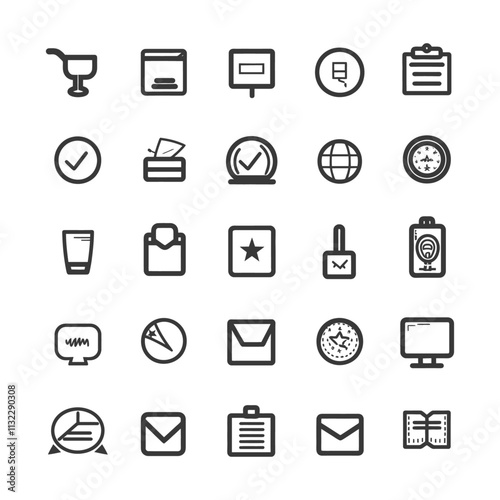 A Collection Of 25 Diverse Outline Icons