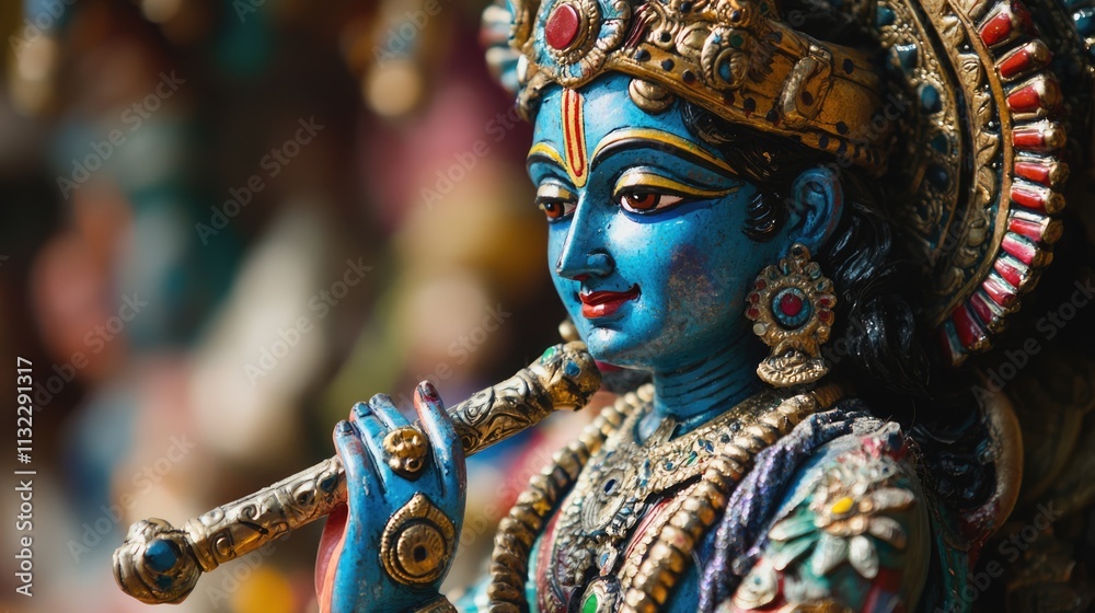 Obraz premium Vishnu is the god of Preservation, the great maintainer who often appears in various incarnations avatara to provide salvation for humanity Some of his best-known avatars who are tremendously pop. AI