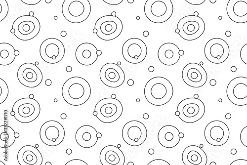 Seamless pattern of overlapping hollow and solid circles, designed for childrens creative coloring activities.