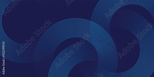 Abstract blue background with blue glowing diagonal geometric lines. Modern shiny blue rounded rectangle lines pattern.