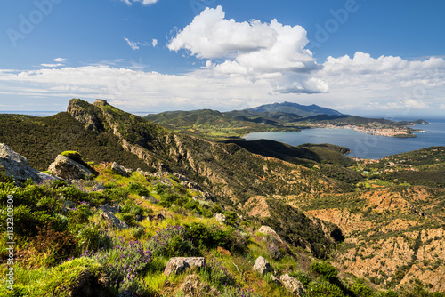 Blick über die Bucht von Portoferraio, Insel Elba, Toskana, Italien