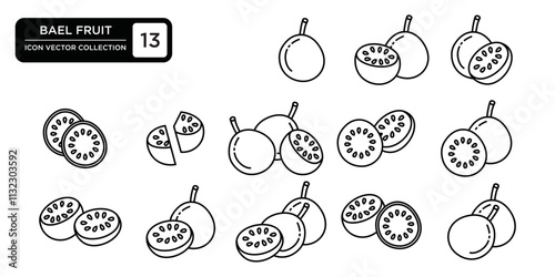 Bael fruit icon collection, editable and resizable vector icon templates.