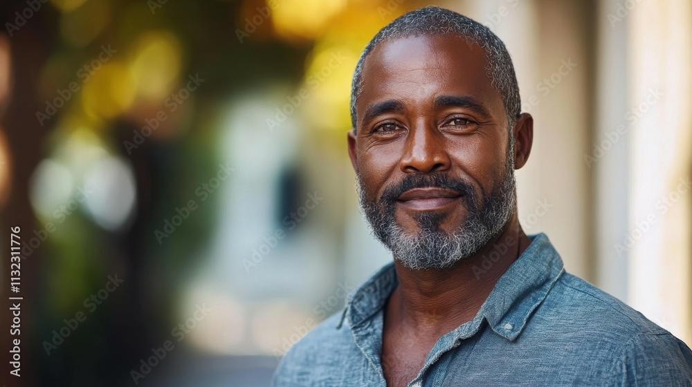 Fototapeta premium Middle-aged South African man with casual attire and a confident look.