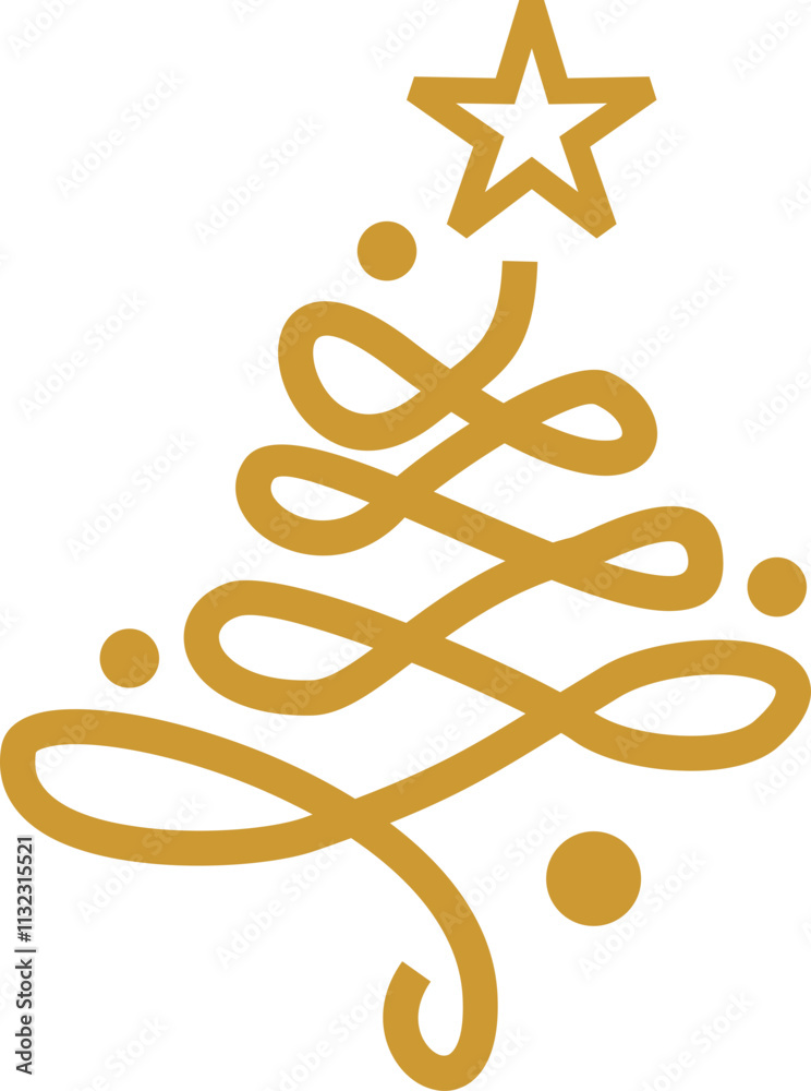 Obraz premium Gold Christmas Tree