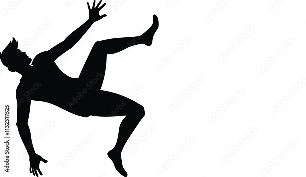 Fototapeta premium Vector isolated black silhouette man falls