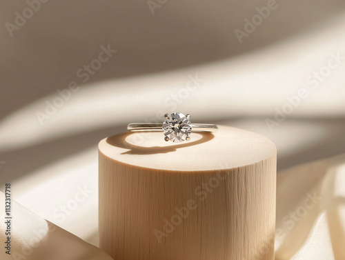 Minimalist Diamond Engagement Ring in Elegant Jewelry Display Setting
