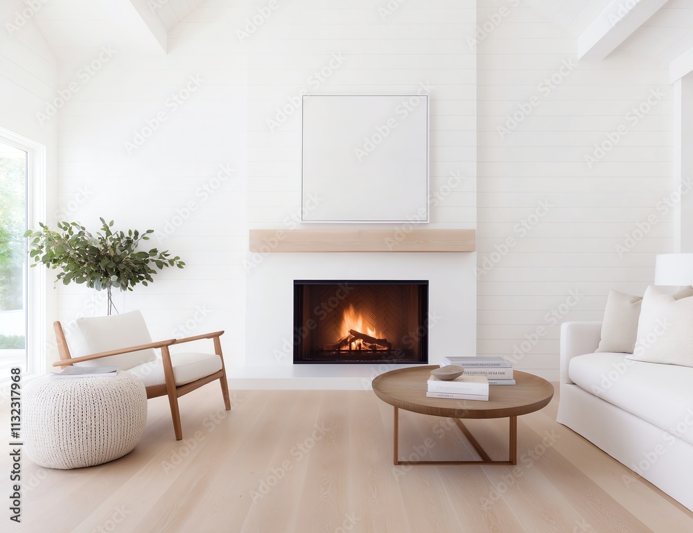Fototapeta premium Cozy and modern living room with a minimalist design