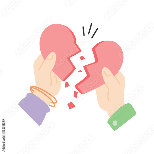 Two hands holding a broken heart, symbolizing heartbreak or relationship struggles
