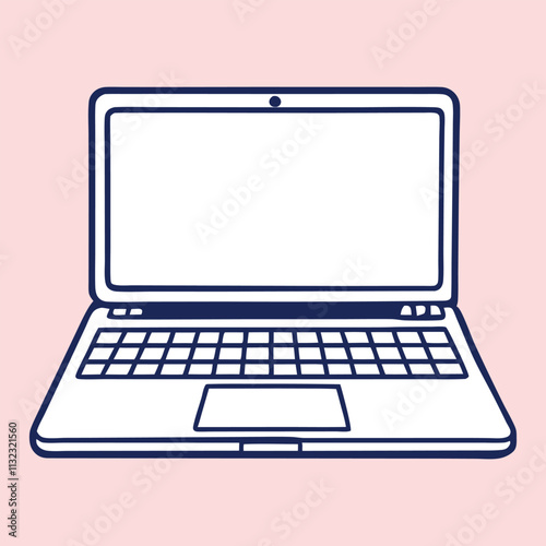 Simple Line Art Illustration of a Laptop