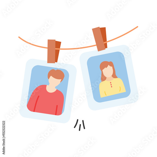 Two photos on a line, symbolizing cherished memories and relationships